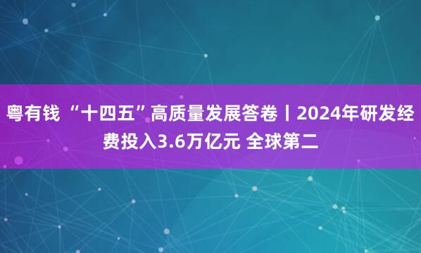 粤有钱 “十四五”高质量发展答卷丨2024年研发经费投入3.6万亿元 全球第二